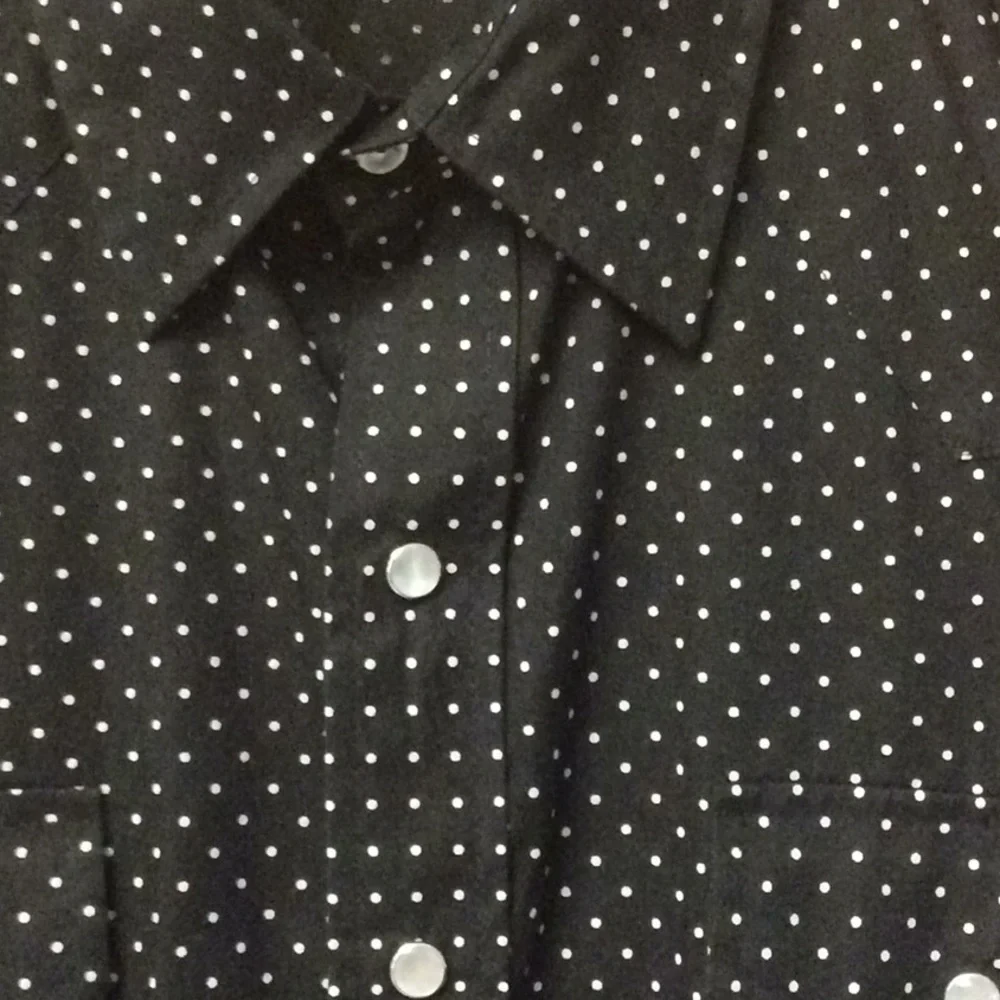 Black Pin Dot Western Shirt Size L - 34 - Picture 5 of 6